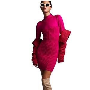 NWT Anthropologie pink turtleneck sweater dress, size L